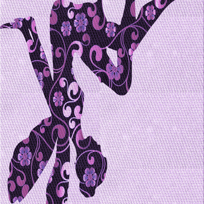 Patterned Purple Flower Purple Rug, pat1232pur