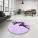 Round Patterned Purple Flower Purple Rug in a Office, pat1232pur