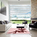 Square Patterned Light Rose Pink Rug in a Living Room, pat1232rd