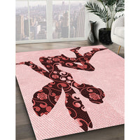 Patterned Light Rose Pink Rug, pat1232rd