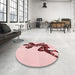 Round Patterned Light Rose Pink Rug in a Office, pat1232rd