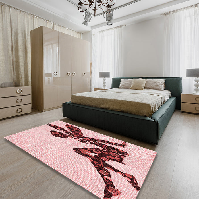 Patterned Light Rose Pink Rug in a Bedroom, pat1232rd