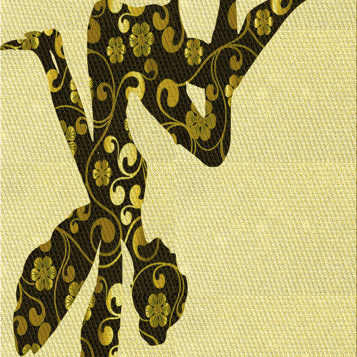 Machine Washable Transitional Mustard Yellow Rug, wshpat1232yw