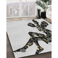 Patterned Carbon Gray Novelty Rug, pat1232