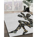 Patterned Carbon Gray Novelty Rug in Family Room, pat1232