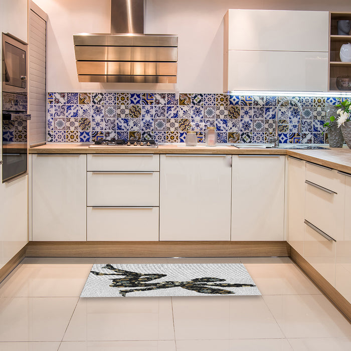 Machine Washable Transitional Carbon Gray Rug in a Kitchen, wshpat1232