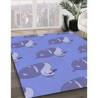 Patterned Sky Blue Rug, pat1233blu