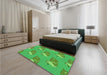 Round Machine Washable Transitional Neon Green Rug in a Office, wshpat1233grn