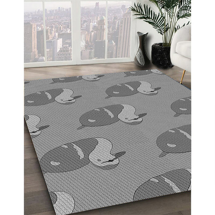Patterned Dark Gray Rug in Family Room, pat1233gry