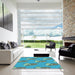 Machine Washable Transitional Deep-Sea Green Rug in a Kitchen, wshpat1233lblu