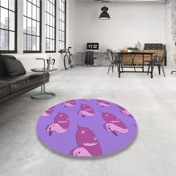 Round Patterned Purple Rug in a Office, pat1233pur