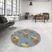 Round Patterned Cloud Gray Novelty Rug in a Office, pat1233