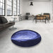 Round Patterned Night Blue Rug in a Office, pat1234blu