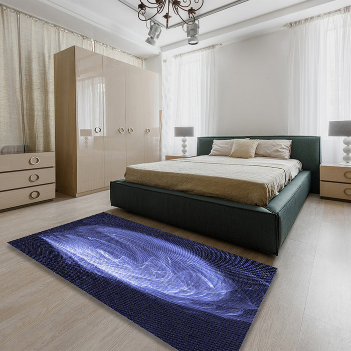 Patterned Night Blue Rug in a Bedroom, pat1234blu