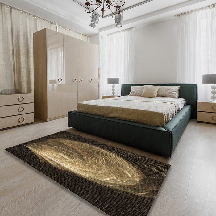 Patterned Light Brown Rug in a Bedroom, pat1234brn