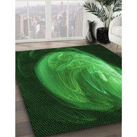 Patterned Dark Forest Green Rug, pat1234grn