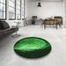 Round Patterned Dark Forest Green Rug in a Office, pat1234grn