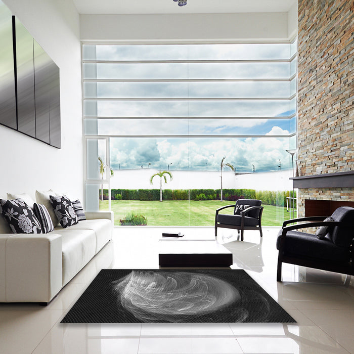 Square Patterned Platinum Gray Rug in a Living Room, pat1234gry