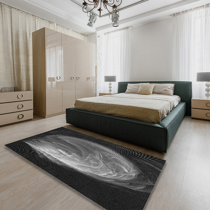 Patterned Platinum Gray Rug in a Bedroom, pat1234gry