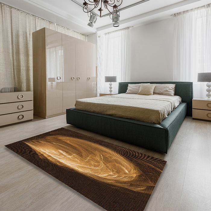 Patterned Black Brown Rug in a Bedroom, pat1234org