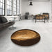 Round Patterned Black Brown Rug in a Office, pat1234org