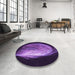 Round Patterned Dark Purple Rug in a Office, pat1234pur