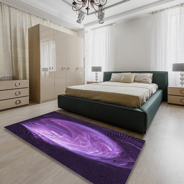 Patterned Dark Purple Rug in a Bedroom, pat1234pur
