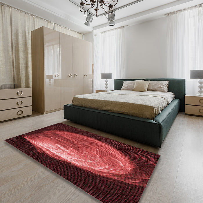 Patterned Red Rug in a Bedroom, pat1234rd