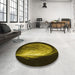 Round Patterned Black Brown Rug in a Office, pat1234yw