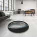 Round Patterned Gray Novelty Rug in a Office, pat1234