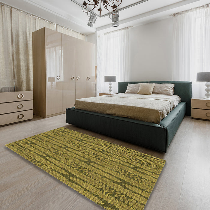 Patterned Dark Bronze Brown Rug in a Bedroom, pat1235brn