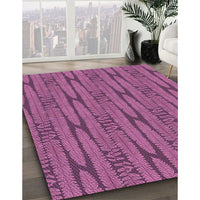 Patterned Dark Hot Pink Rug, pat1235pur