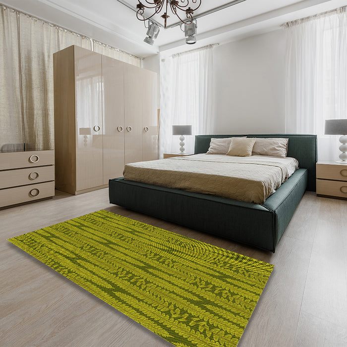 Patterned Brown Rug in a Bedroom, pat1235yw