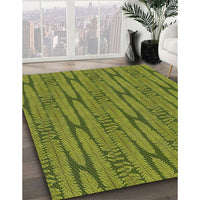 Patterned Pistachio Green Novelty Rug, pat1235