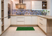 Patterned Green Rug in a Kitchen, pat1236grn