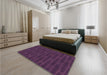 Patterned Purple Lily Purple Rug in a Bedroom, pat1236pur