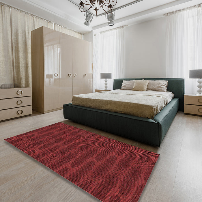 Patterned Maroon Red Rug in a Bedroom, pat1236rd