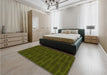 Patterned Olive Green Rug in a Bedroom, pat1236yw