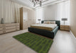 Machine Washable Transitional Dark Forest Green Rug in a Bedroom, wshpat1236