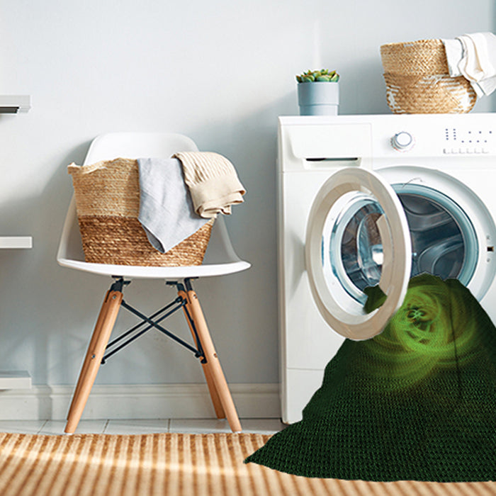 Machine Washable Transitional Black Rug in a Washing Machine, wshpat1237grn