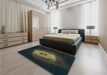 Patterned Midnight Gray Rug in a Bedroom, pat1237lblu