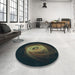 Round Patterned Midnight Gray Rug in a Office, pat1237lblu