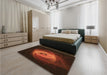 Patterned Mahogany Brown Rug in a Bedroom, pat1237org