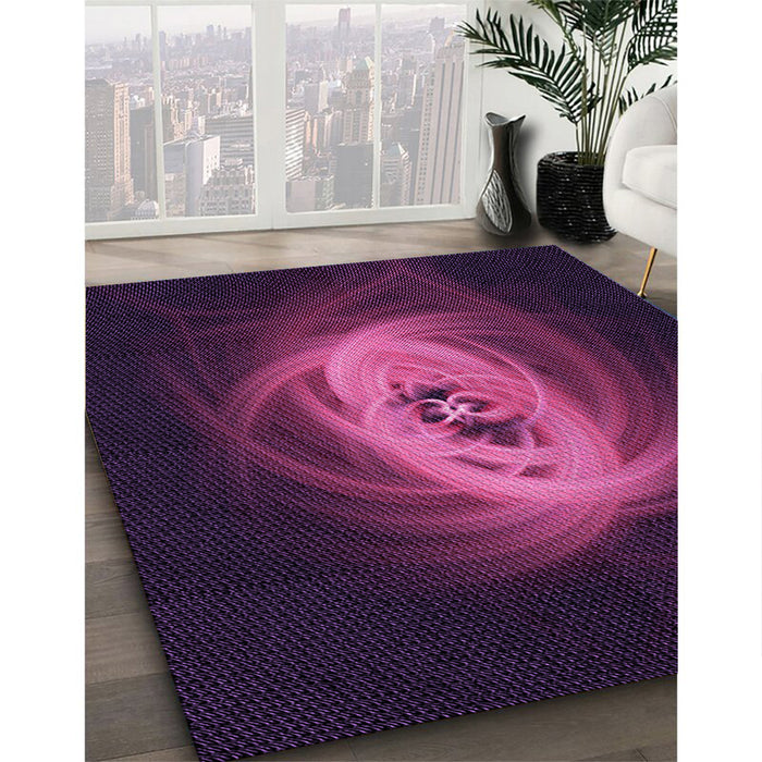 Patterned Dark Magenta Purple Rug in Family Room, pat1237pur