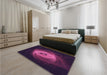 Patterned Dark Magenta Purple Rug in a Bedroom, pat1237pur