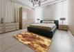 Patterned Orange Rug in a Bedroom, pat1238brn