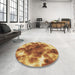 Round Patterned Orange Rug in a Office, pat1238brn