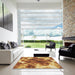 Square Patterned Orange Rug in a Living Room, pat1238brn