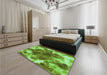 Patterned Green Rug in a Bedroom, pat1238grn