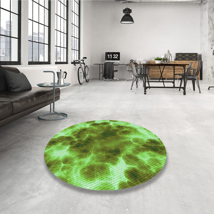 Round Patterned Green Rug in a Office, pat1238grn